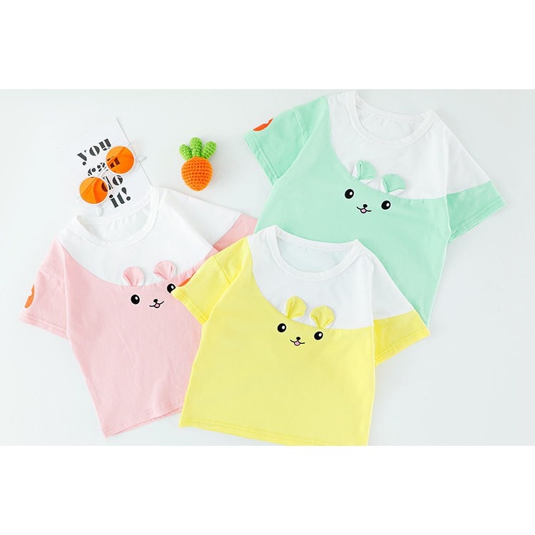 KF Cat Setelan Anak Perempuan Celana Jeans Pendek + Kaos  Lucu Bahan Cotton Import Umur 9bln -3 tahun Sets-6