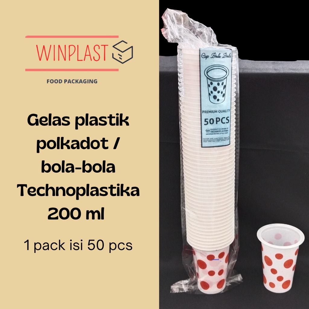 Jual Gelas Plastik Polkadot Bola Bola Technoplastika Ml Isi Pcs