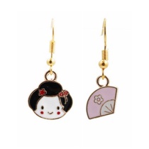 LRC Anting Gantung Fashion Fan Geisha Fan Alloy Drip Earrings K83025