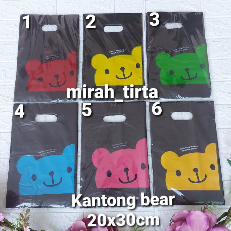 MURAH POL 20x30cm Kantong plong motif BEAR . Kantong plong oval bear . kresek plong online olshop. k