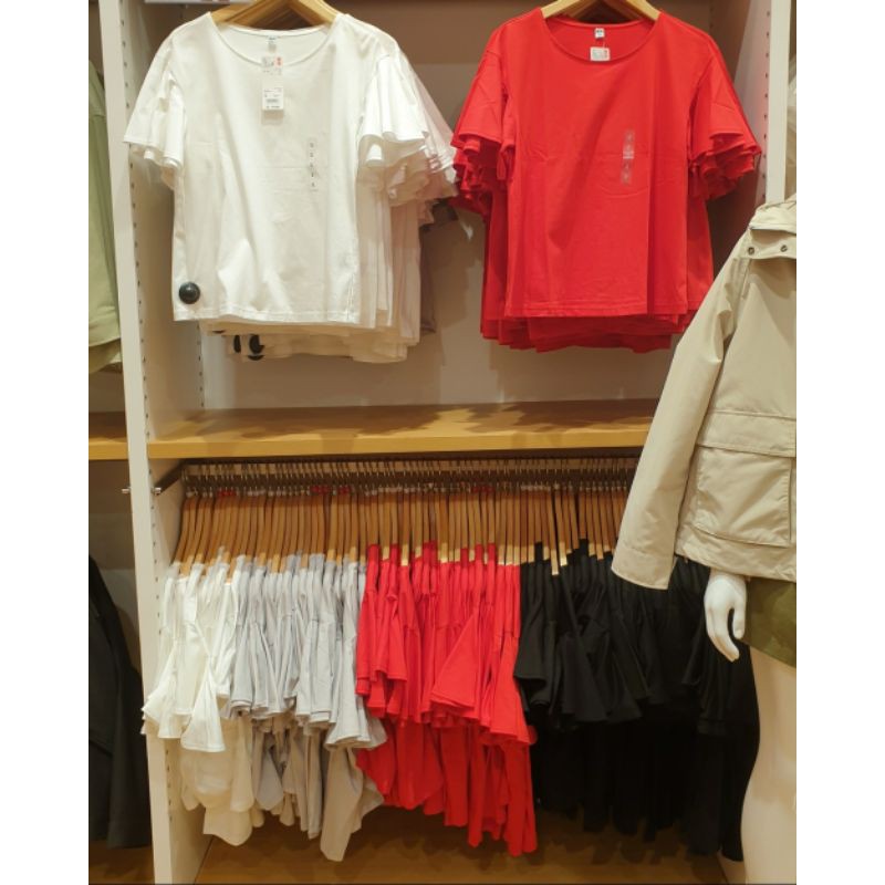 T-Shirt Katun Mercerized Flare Uniqlo Women