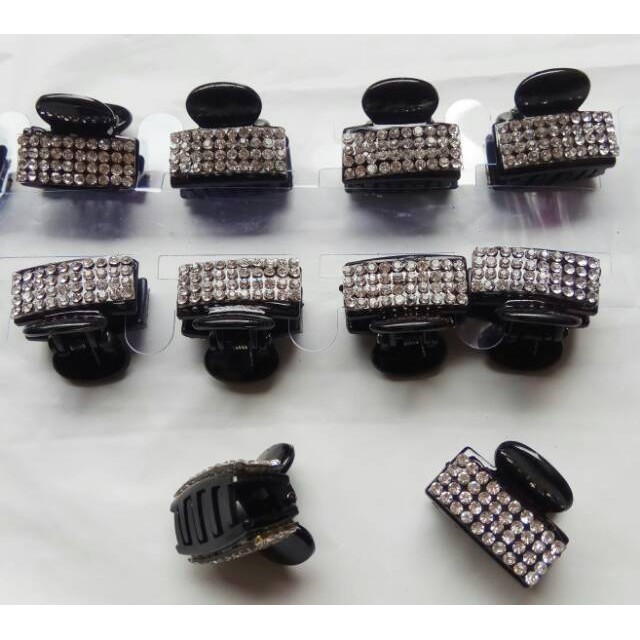 grosir  Jepit salon poni permata 12 PCS black