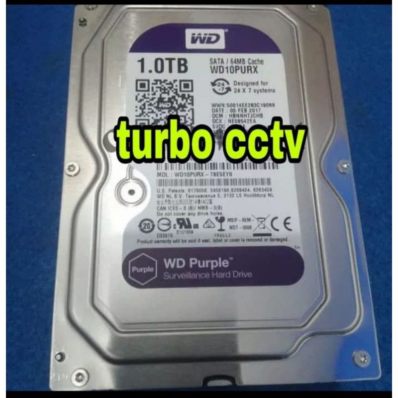 WD Purple 1TB - HD Hardisk Internal 3.5&quot; For CCTV Surveillance