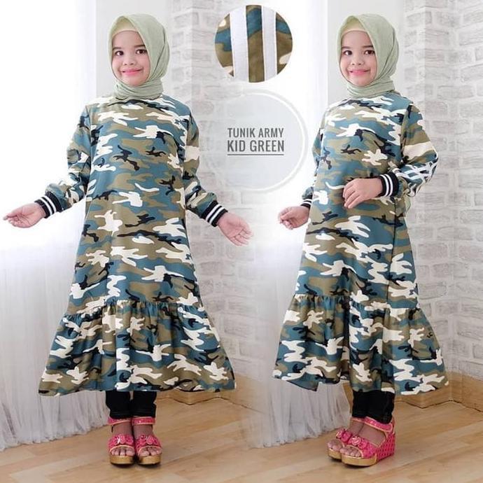 Maxi Tunik Army Kid Ak Bahan Maxmara Premium