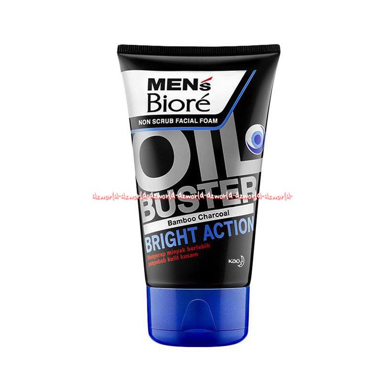 Mens Biore Oil Buster Bright Action Facial Foam 100gr Refreshing Cool Sabun Muka Pria