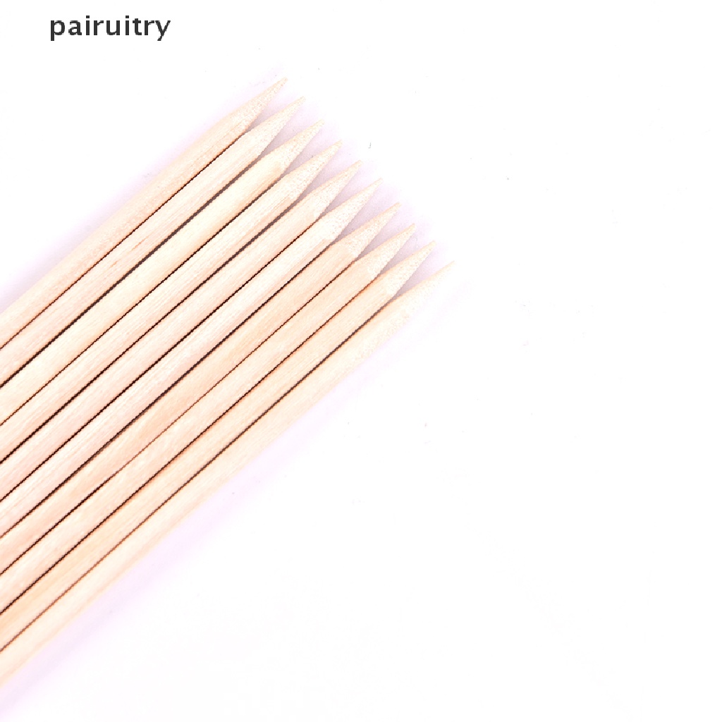 Prt 100Pcs Stik Kayu Oranye Pendorong Kutikula Untuk Manicure / Nail Art PRT