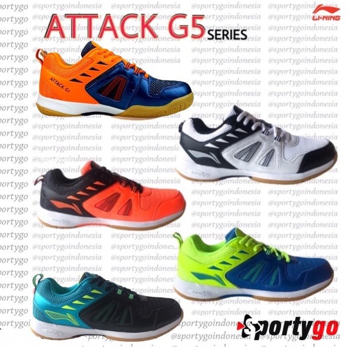 SEPATU BADMINTON LINING ATTACK G5 SERIES - BLUE LIME 39