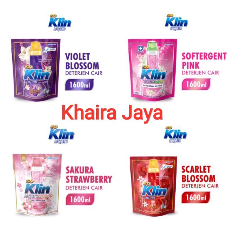 Premium (Mount) So Klin Cair Liquid 1600 mL Soklin Cair Liquid Murah 1.6Liter Scarlet Violet Blossom
