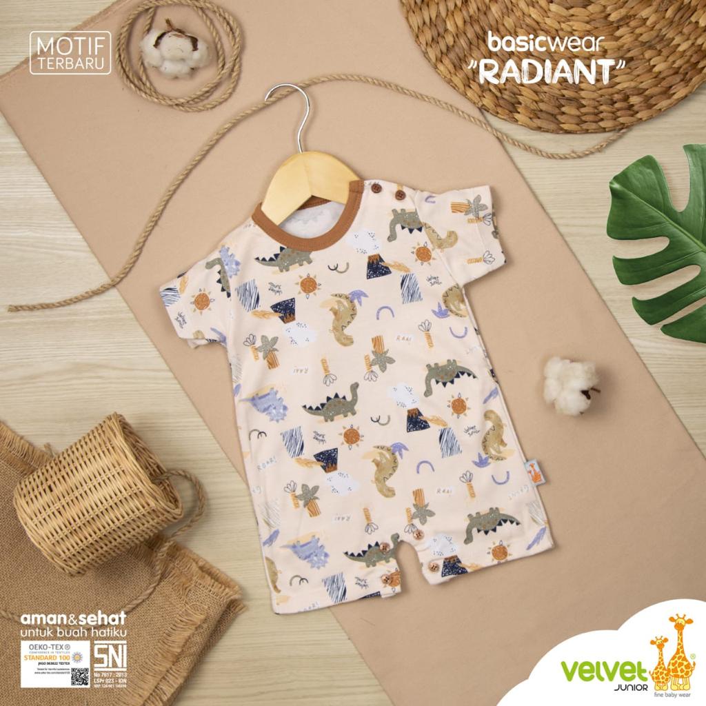 VELVET JUNIOR ROMPER SEGIEMPAT NORTHERN LIGHTS / RADIANT Baju Tidur Velvet Lucu Fashion Anak Bayi Cowok Cewek Terlaris-3