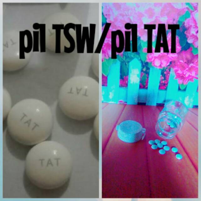 Pil TSW TAT korea/tablet super whitening/obat pemutih kulit (ada tulisan TAT di tablet)
