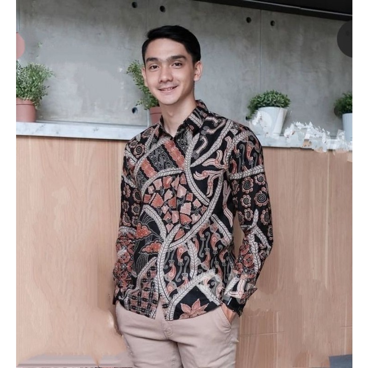 BATIK EXPRESS Kemeja Batik Pria Modern Lengan Panjang Casual Modis Slim Fit Trendy Masa Kini ALL