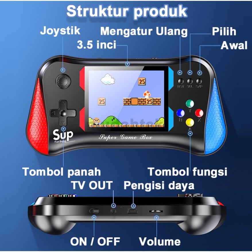 2PCS Gameboy Retro 500 in 1 SUP Konsol Ganda Tongkat Mini Game Boy Konsol Game Portabel