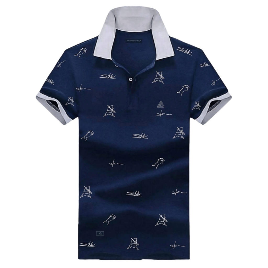 Skdnv Polo Shirt Pola Warna Premium Kaos kerah Polo Pria Lengan Pendek Printing Navy series