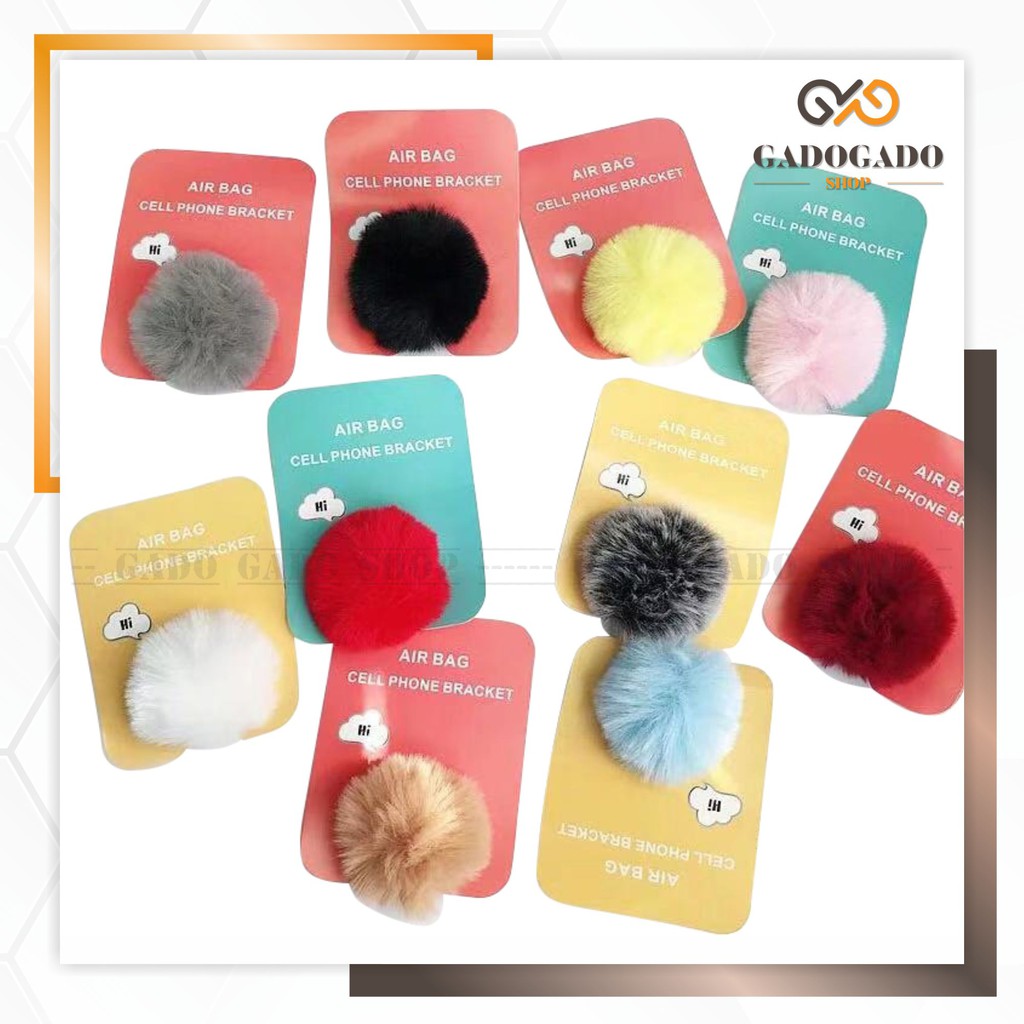 GGS POP SOCKET WARNA 3D POMPOM POP SOCKET BULU AKSESORIS