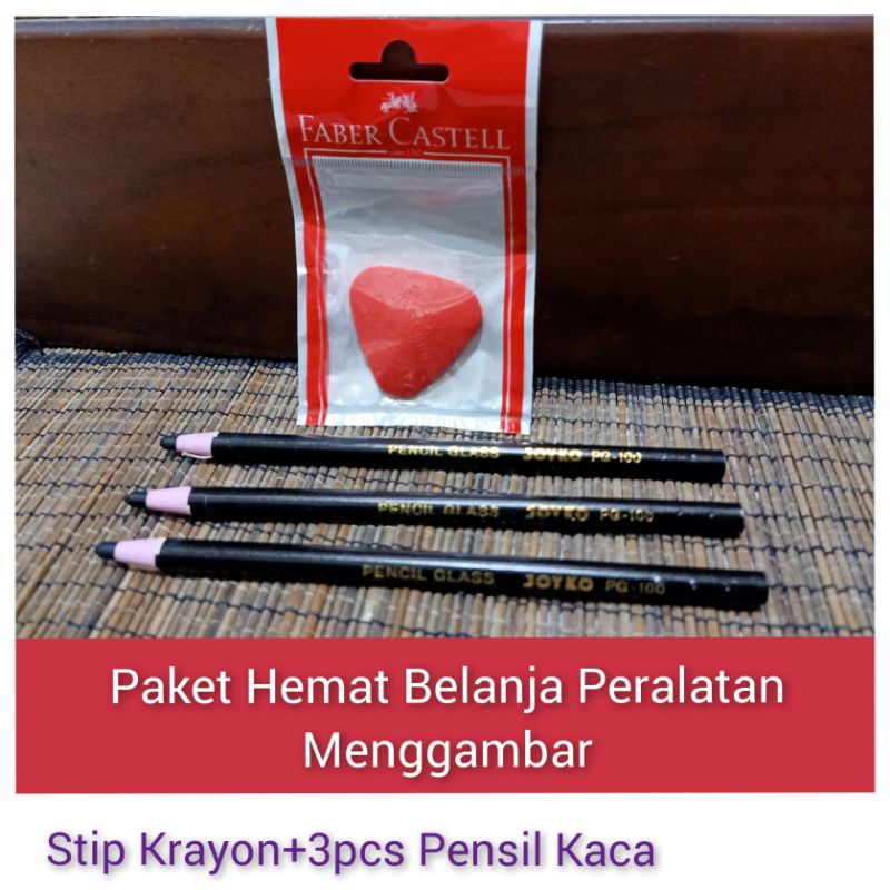 

Penghapus Krayon Faber-Castell Triangle Dan Pensil Kaca Joyko Penebal Gambar Peralatan Menggambar