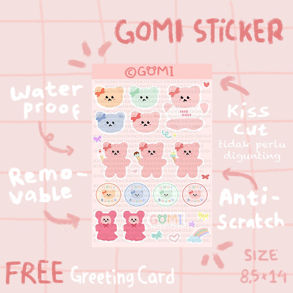 

[FREE POSTCARD] Gomi Removable Sticker | Kiss cut | Vinyl Sticker | Journal Planner Laptop | Tumblr