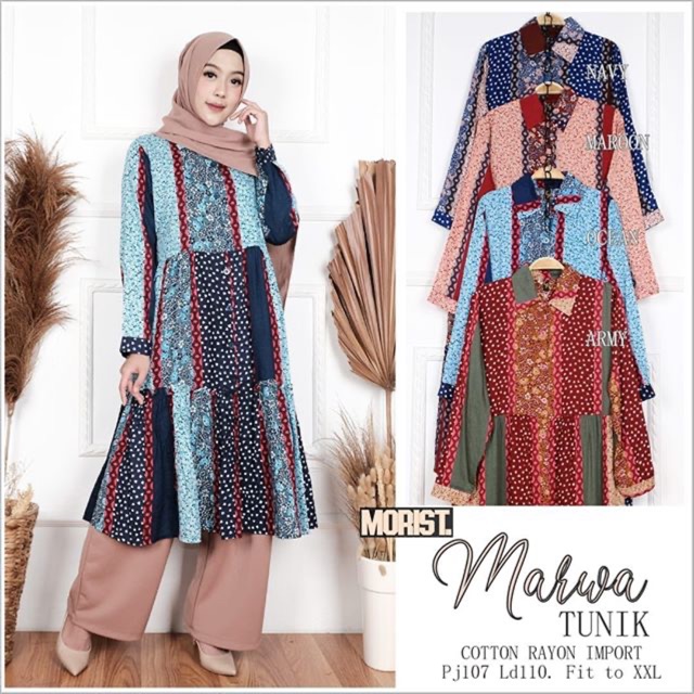 Marwa Tunik Katun Rayon Motif Abstrak