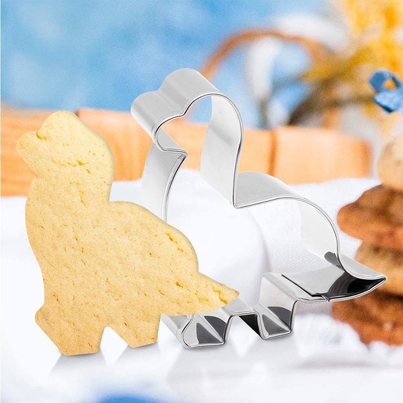 7 Pcs Cetakan Kue / Biskuit / Permen Bentuk Dinosaurus Bahan Stainless Steel Untuk Pesta