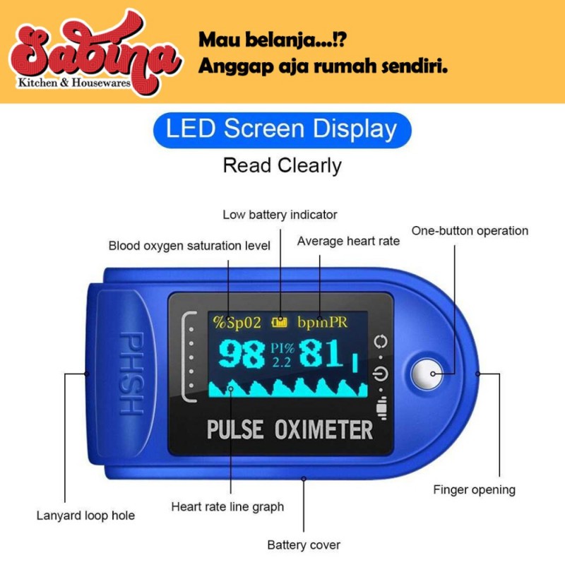 Alat Pengukur Detak Jantung Kadar Oksigen Oximeter ABCMASK