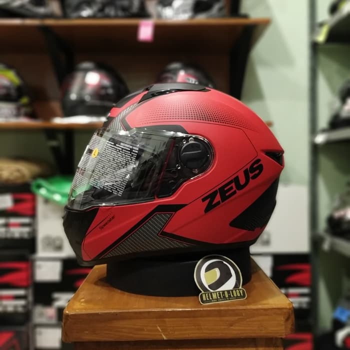 Jual Helm Full Face Zeus Z Zs Al Al Speedster Matt Red Black Free Dark Visor