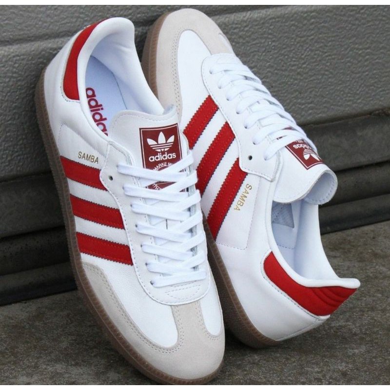 red and white adidas samba