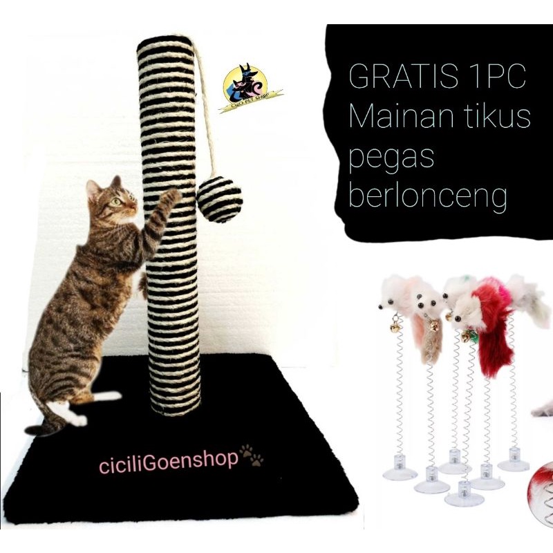 BONUS MAINAN !! cakaran kucing Black &amp; White tiang garukan condo cat tree mainan scratcher