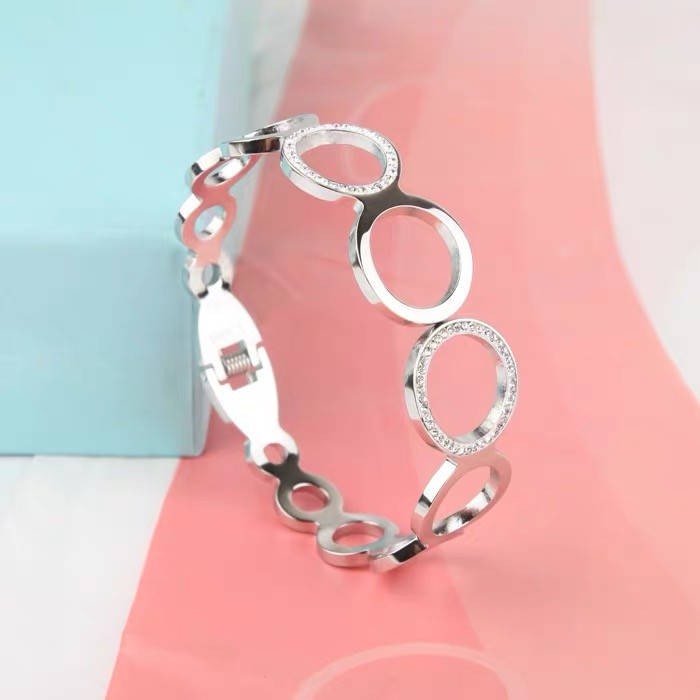 Gelang Pria Titanium Murni Rantai Wanita / Perak Pudar