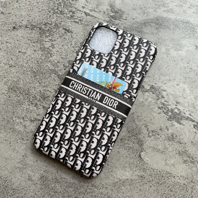 CDIOR LEATHER WALLET CASE IPHONE 7 7+ 8 8+ X Xs Xr XsMAX 11 11Pro 11ProMax 12 12Mini 12Pro 12ProMax