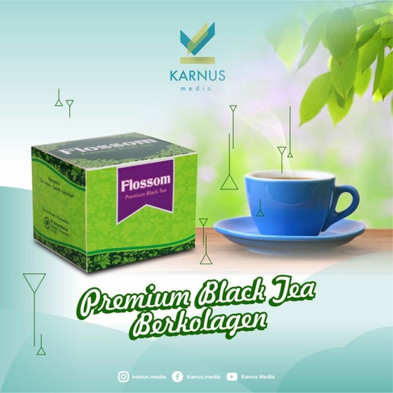 Teh Hitam Kolagen Premium Black Tea FLOSSOM - Teh Hitam FLOSSOM Dengan Ekstra Kolagen - Teh Hitam Berkolagen FLOSSOM Premium Black Tea