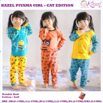 1 Setelan Piyama Kazel BOY And GIRL NB-XXL Bat Cat Owl Lion (0-6 tahun) CBKS