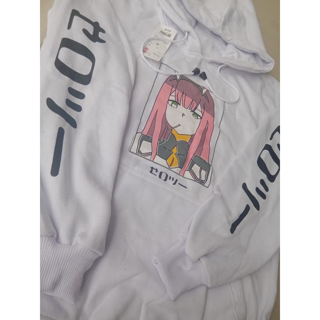 JAKET SWEATER HOODIE ANIME DARLING IN THE FRANXX ZERO TWO /JAKET ANIME DARLING TERBARU /Jaket Hoodie Anime Darling In The Franxx Warna Hitam Putih