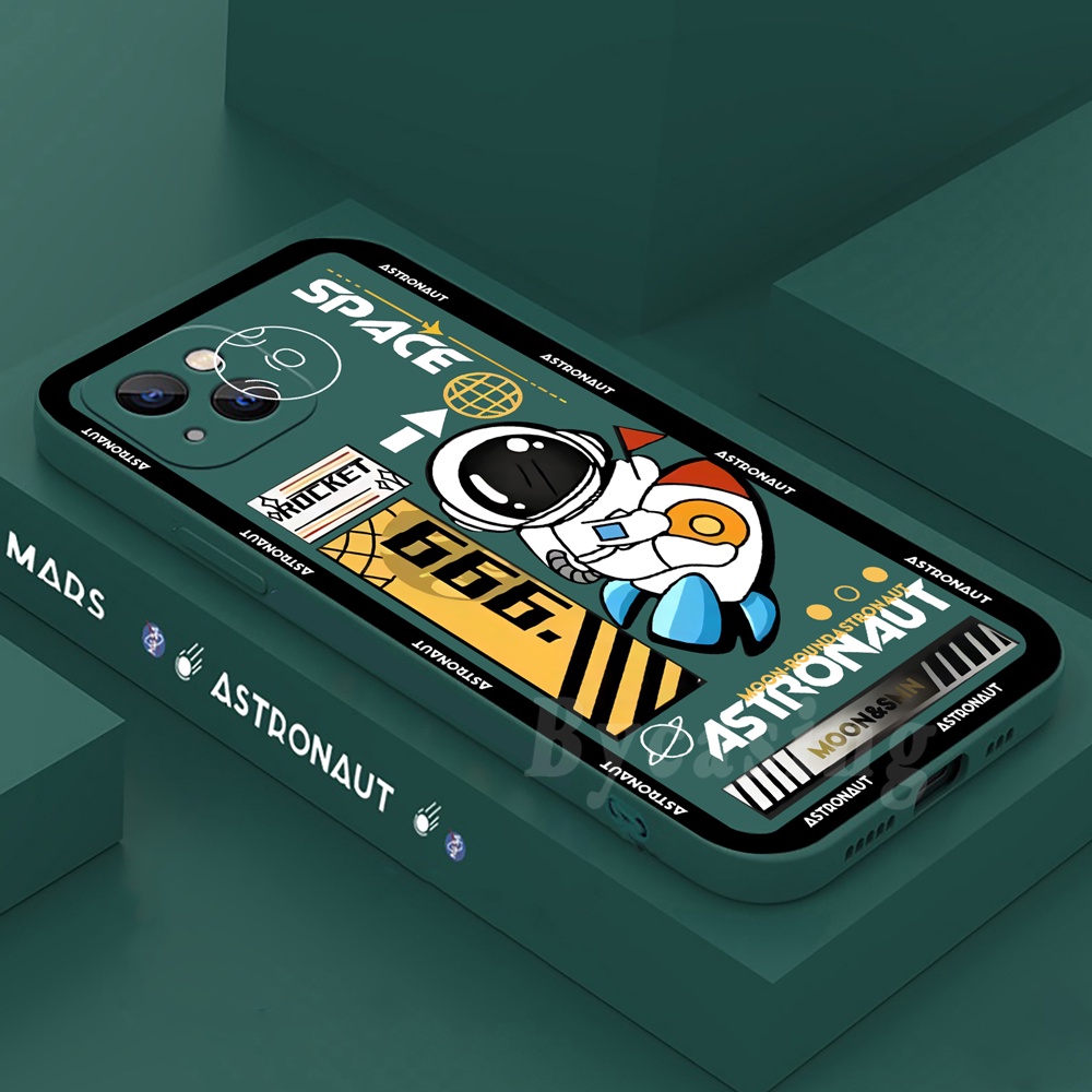 Soft Case TPU Motif Astronot Luar Angkasa Untuk iPhone 11 Pro Max 13 12 Xr XS 6 6S 7 8 Plus SE 2020