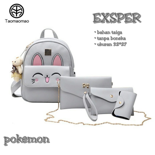 Bacpack pokemon / backpack 4in1 / backpack anak / backpack murah / ransel murah / ransel wanita