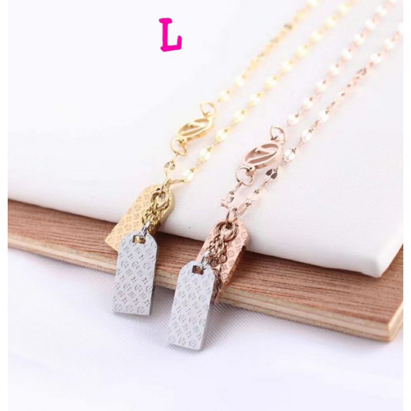 Kalung Titanium Fashion Korea Stylish Simple Model Plat Anti Karat &amp; Hitam