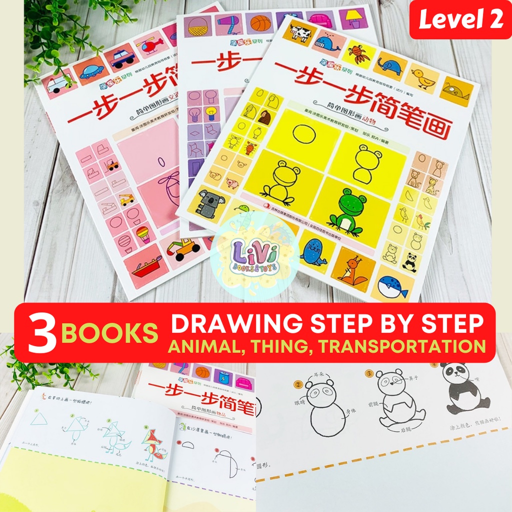 

3 Buku Belajar Menggambar Mewarnai Anak GRATIS Pensil Warna Level 2 Gambar Hewan Benda usia 2 3 4 5 6 tahun