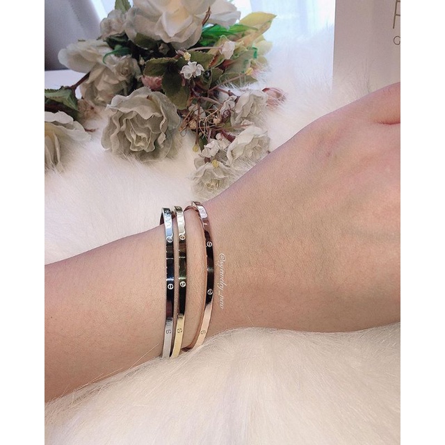 Gelang Titanium Gelang Bangle Gelang Wanita 1 set isi 3 pc ( Silver / Gold 7/ Rosegold ) Perhiasan