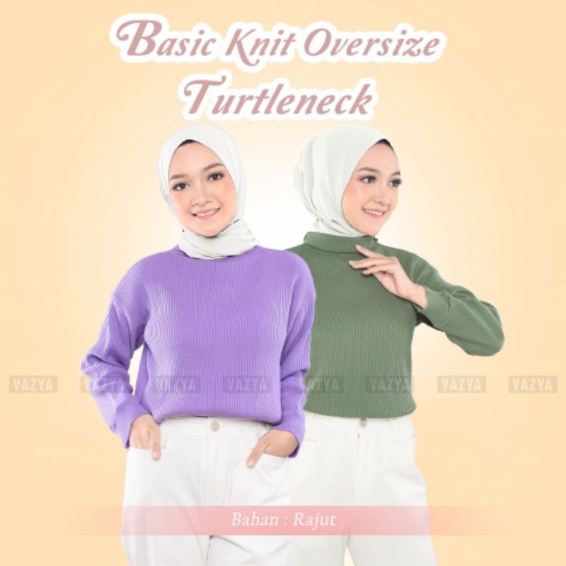 baju wanita rajut basic knit oversize turtleneck atasan sweater muslimah