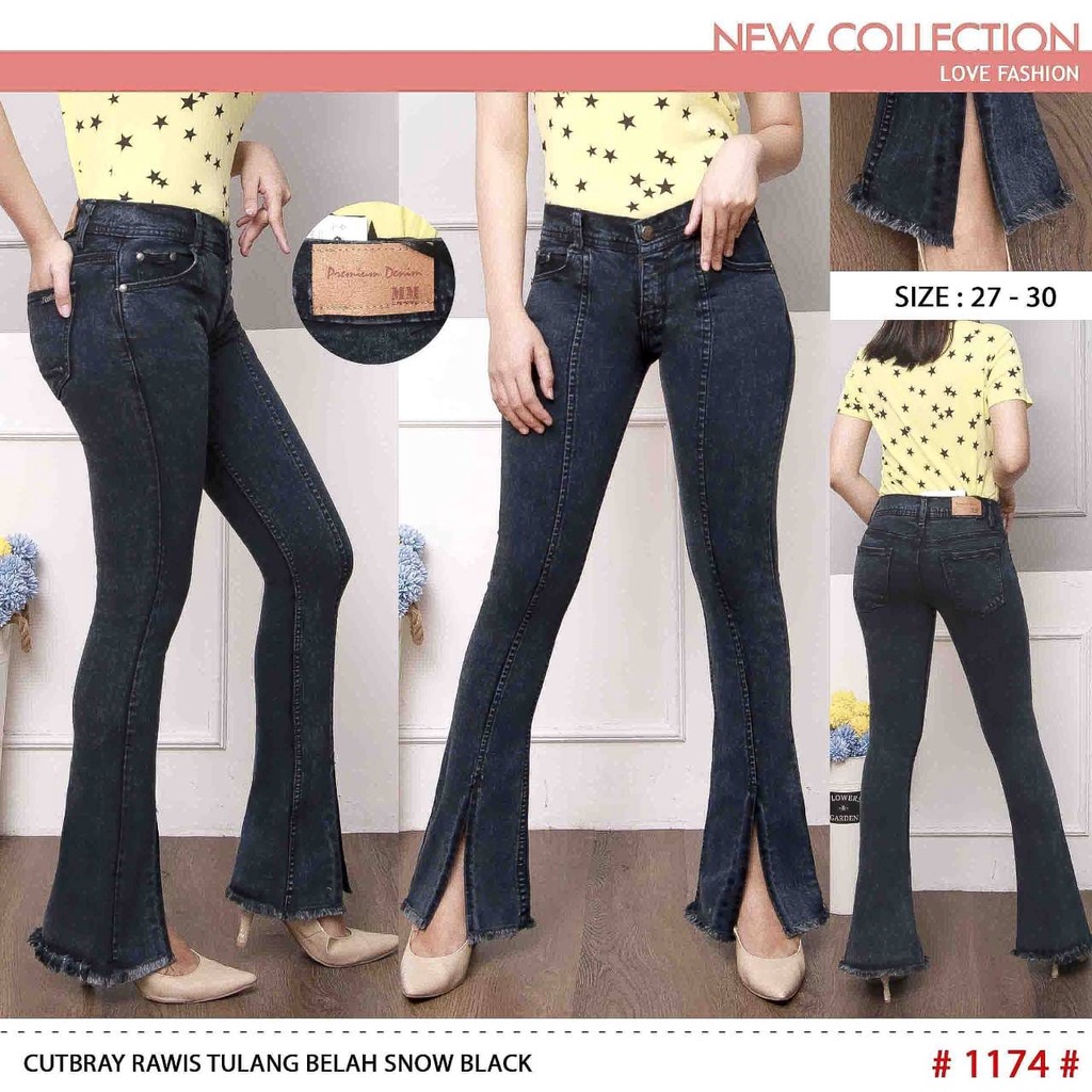 Celana jeans cutbray wanita kekinian / Celana cutbray wanita jeans belah / Celana jeans wanita cutbray rawis belah