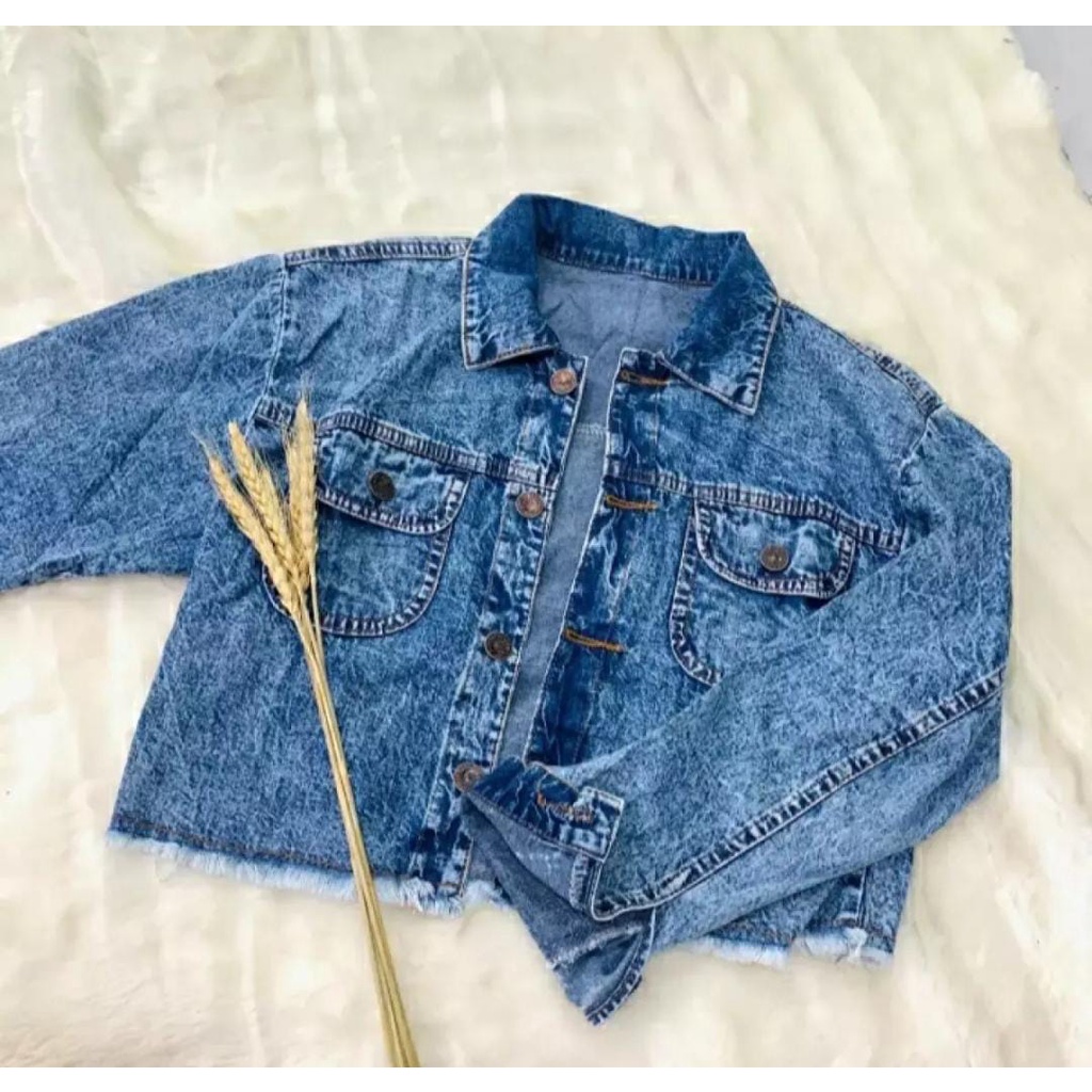 Jaket Crop Jeans Levis Panjang Wanita [BAYAR DITEMPAT]