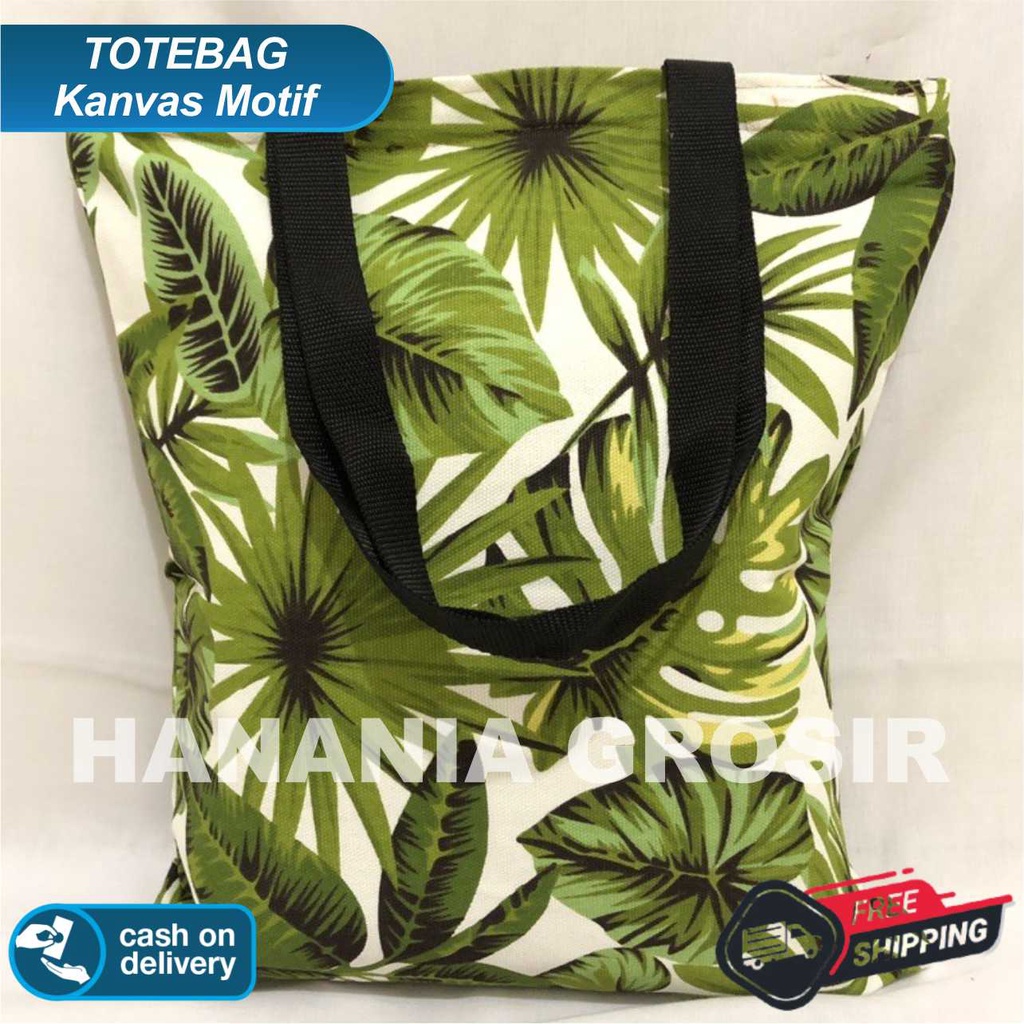 TOTE BAG WANITA TOTEBAG PRIA CANVAS MOTIF GOOD QUALITY WITH RESLETING GROSIR TAS JOGJA