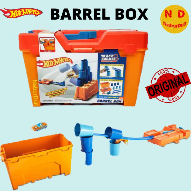 hot wheels track builder barrel box