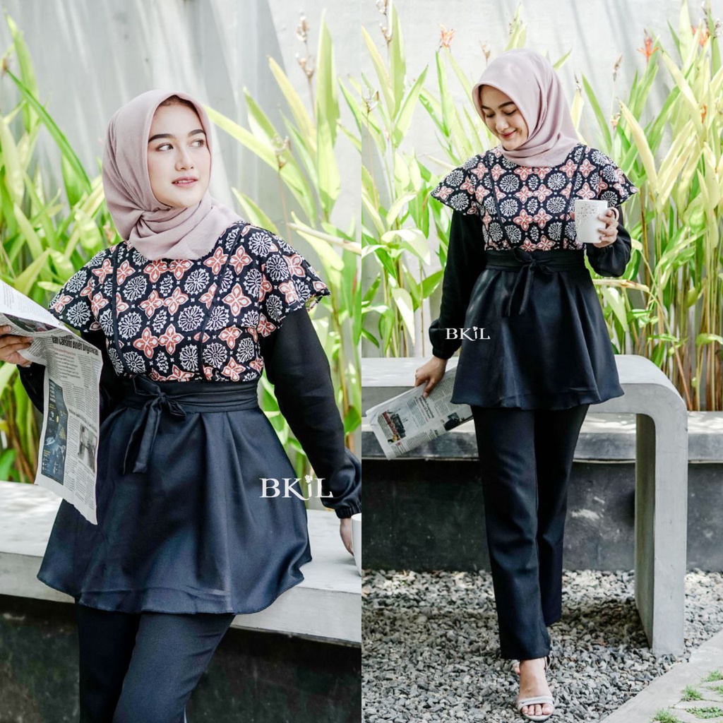 Batik wanita ASJ SA HRB026 Kenongo Kemeja Tosca Pendek-4