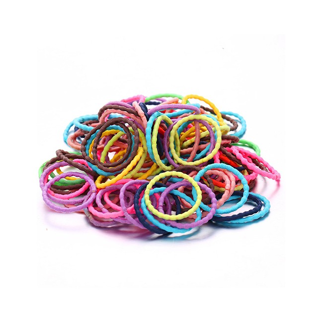 LRC Ikat Rambut Fashion Color Color High Elastic Seamless Children's Hair Ring 100 Pieces D02364