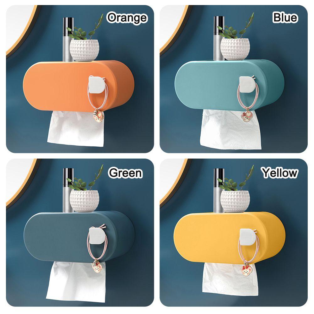 Populer Toilet Paper Holder New No Punching Wall Mounted Kitchen Penyimpanan Kertas Roll/ Dispenser Kertas Serut