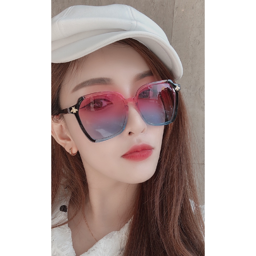 2022 Kacamata Hitam Wanita Model Retro Oversize Frame Kotak