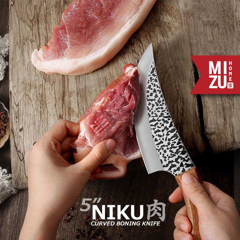 MIZU NIKU 5" Curved Boning Knife Stainless Steel Pisau Daging Tulang Piso Masak Dapur Stenlis