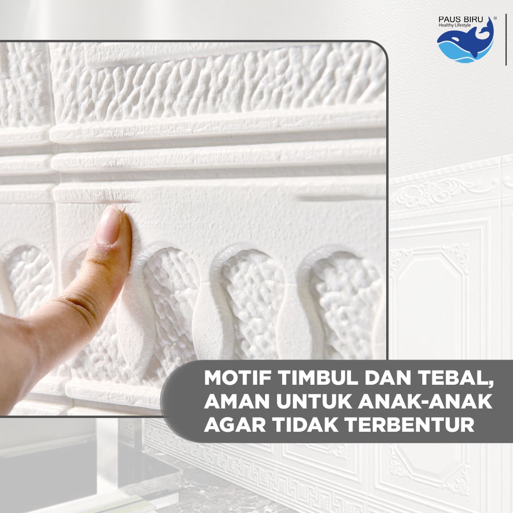 Paus Biru - Wallpaper 3D FOAM / Wallfoam Dinding 3D Motif PINTU JATI 70X90 CM-3