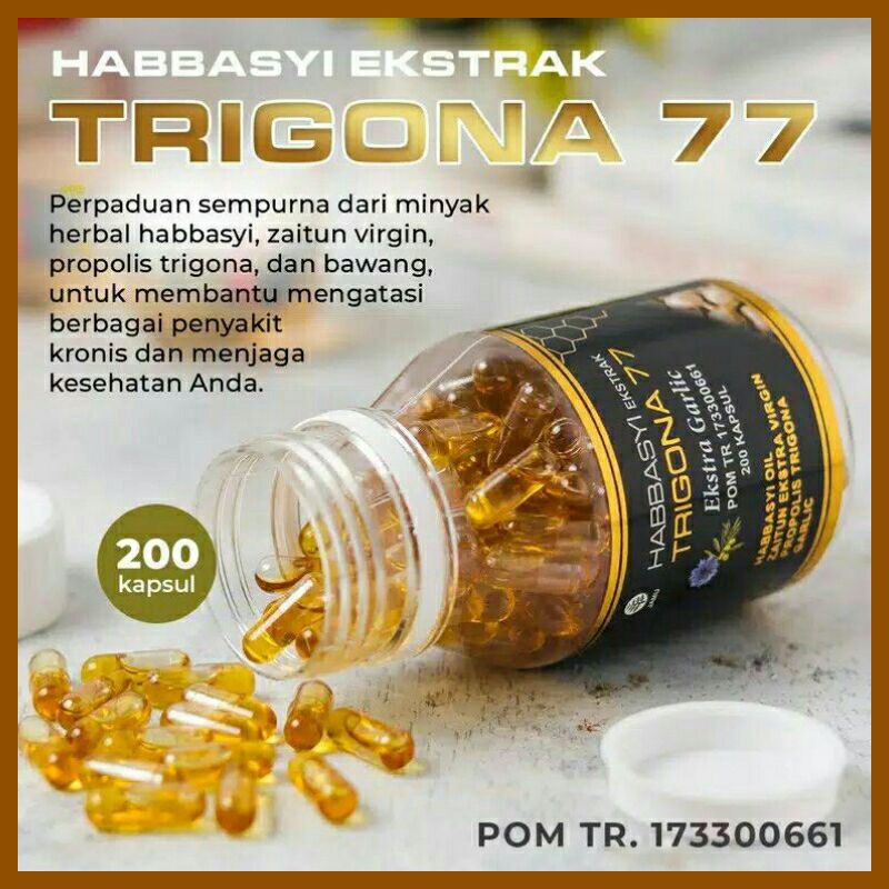 KAPSUL HABBASYI EKSTRAK TRIGONA 77 / HABBASYI TRIGONA 77 EKSTRA GARLIC / KAPSUL MINYAK TRIGONA 77