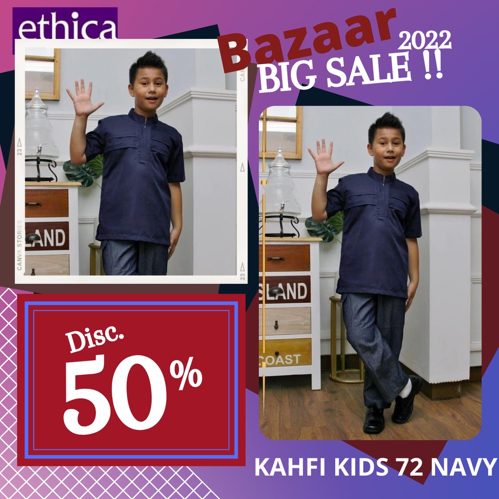 BIG SALE 2022 / BAJU STELAN ANAK ETHICA KAHFI KIDS 72 NAVY / BAJU ANAK ETHICA KAHFI KIDS PROMO / PRO