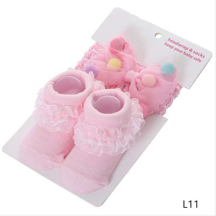 Kaos Kaki Bandana Set Cantik Lucu Fashion 0-12 bulan